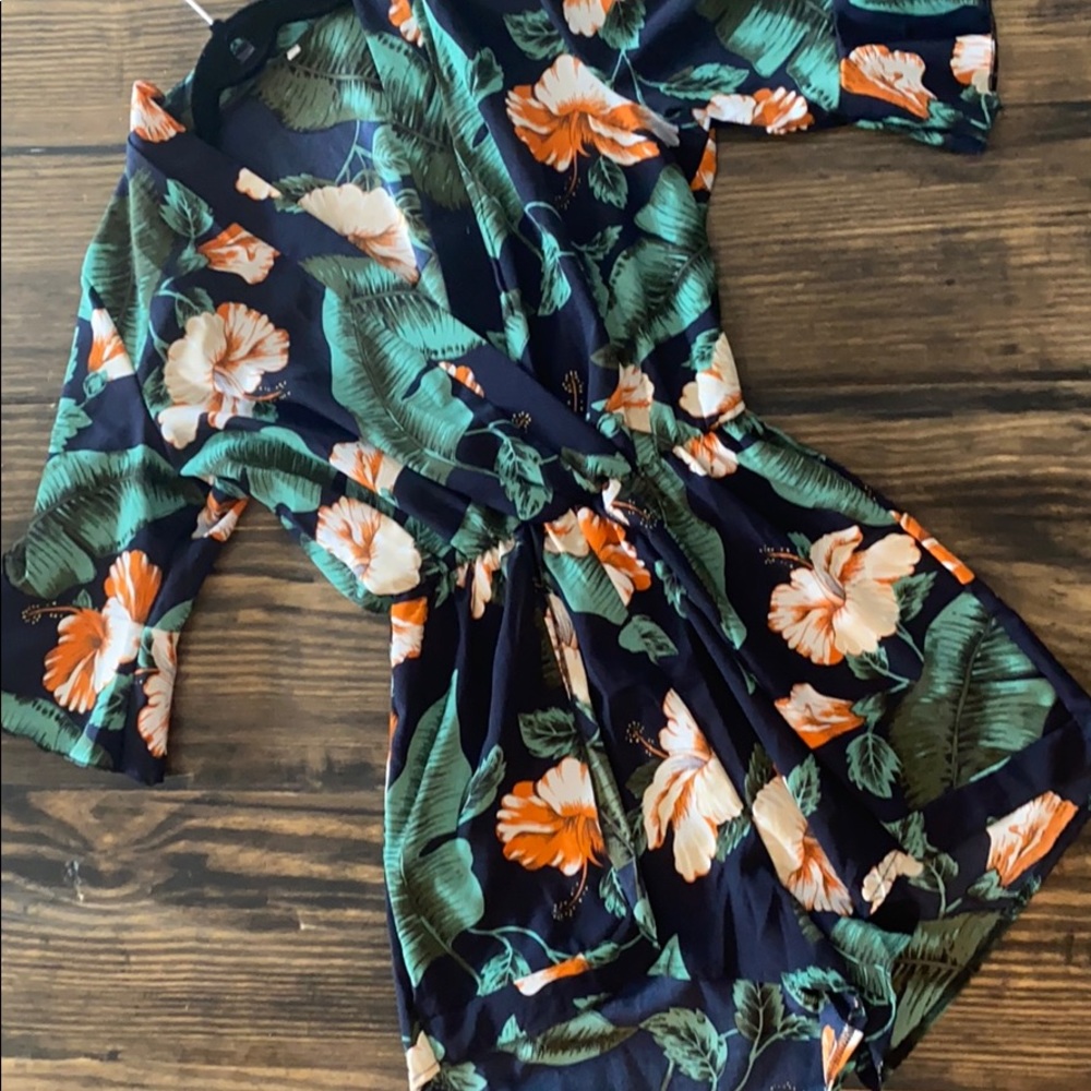 Navy blue floral short romper